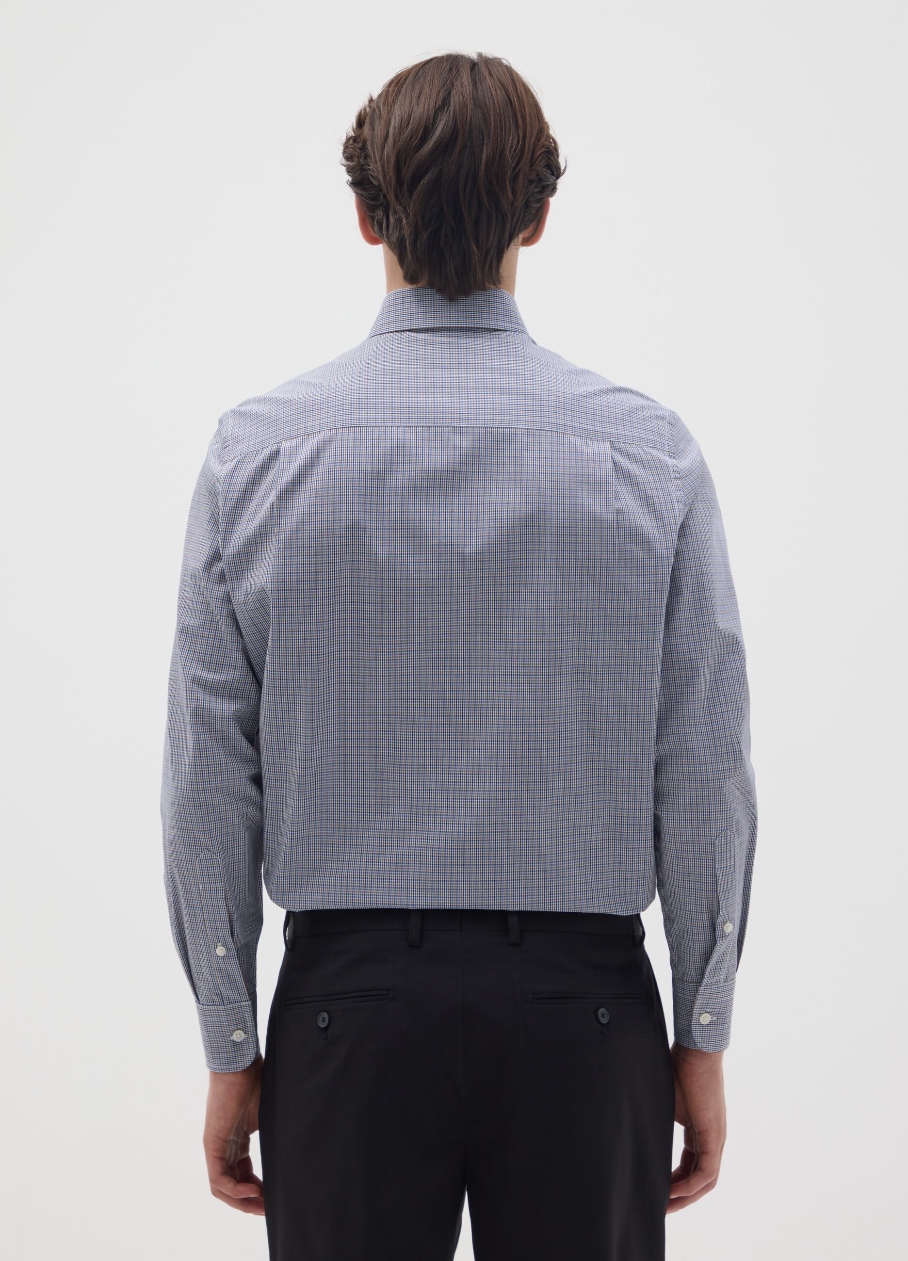 Camicia in misto cotone blu regular fit
