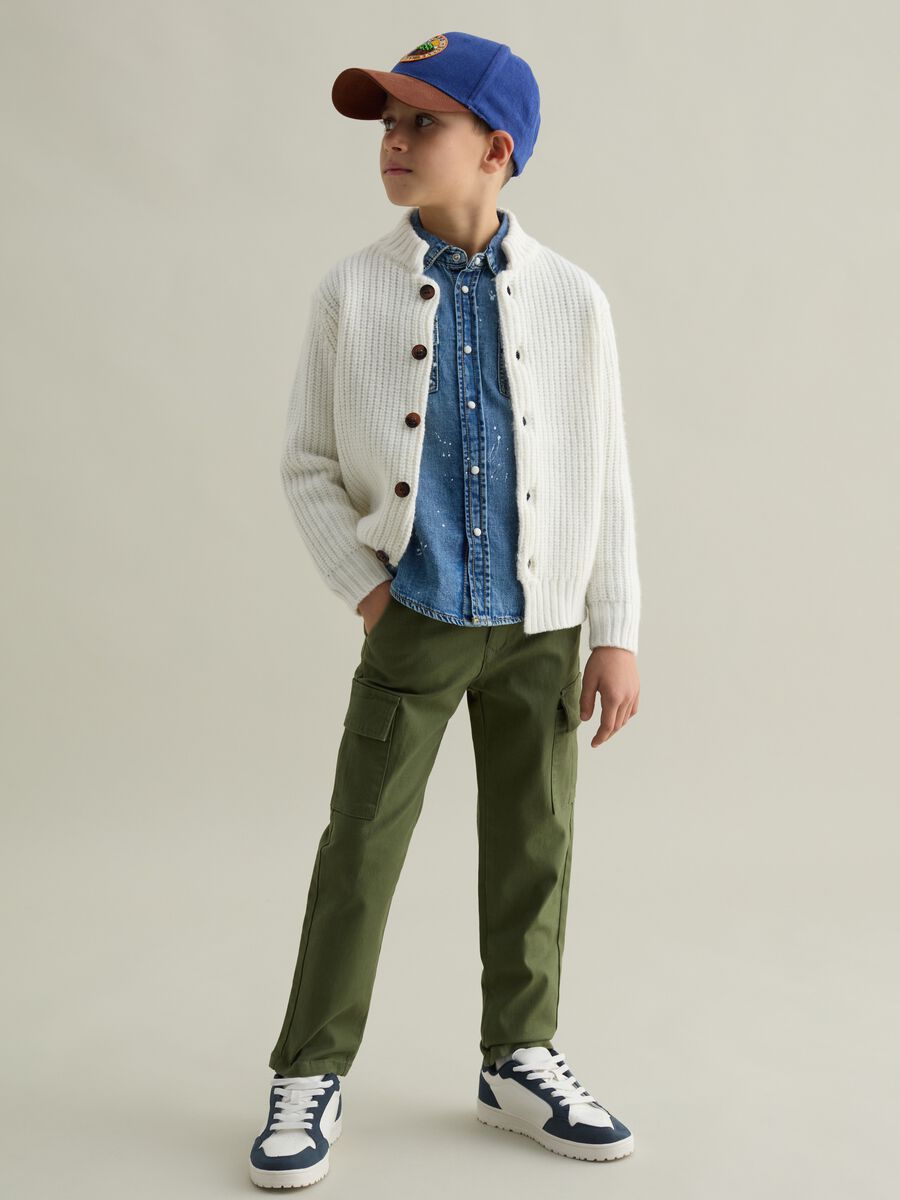 Stretch cotton cargo trousers_0