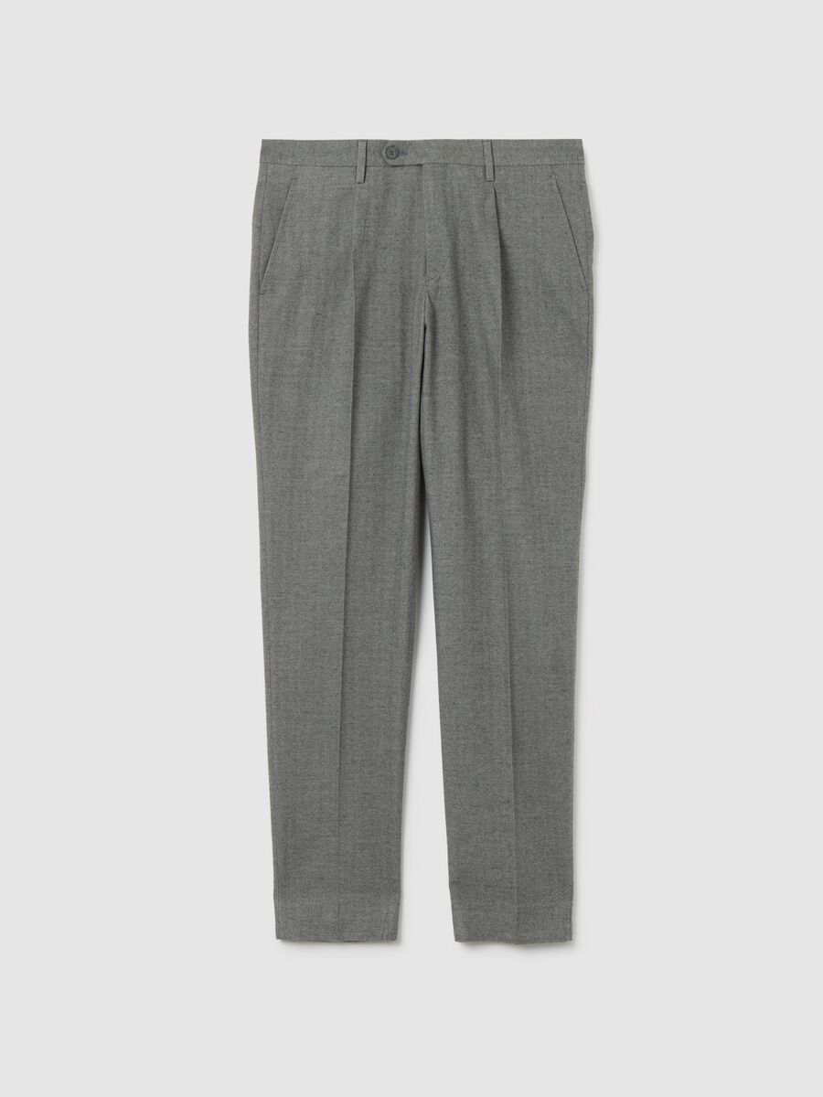 Pantaloni in misto cotone grigi slim fit_0