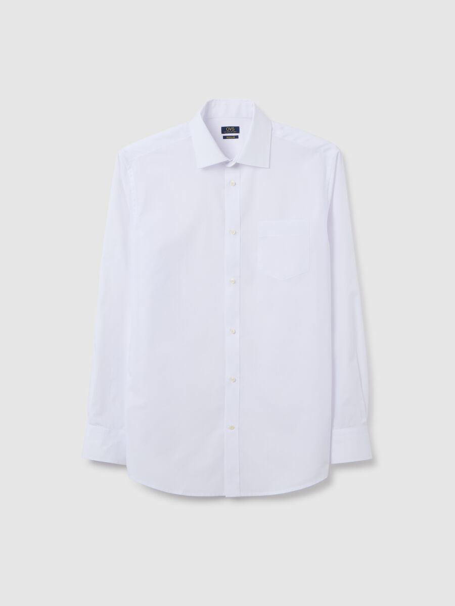 White Regular Fit Easy Iron Shirt_0