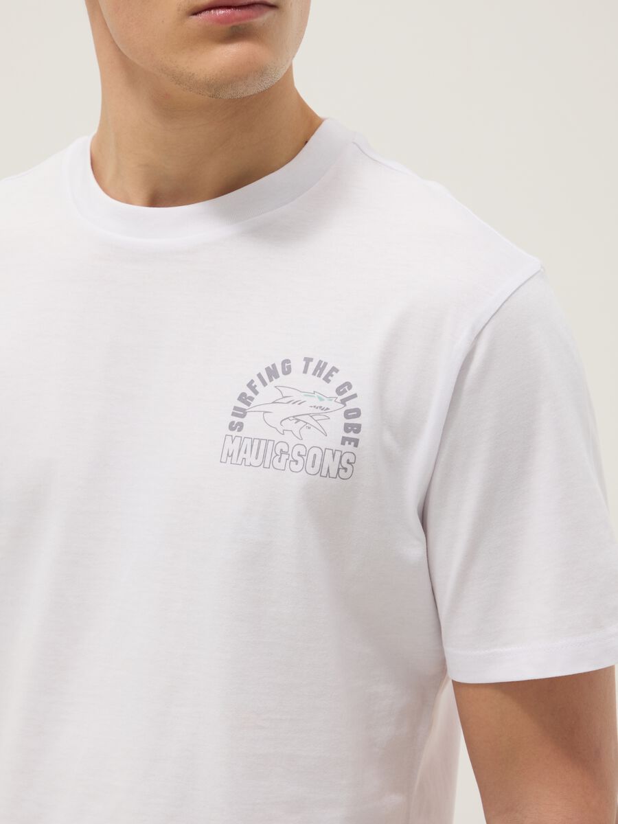 White pure cotton short-sleeve T-shirt, relaxed fit with print_3