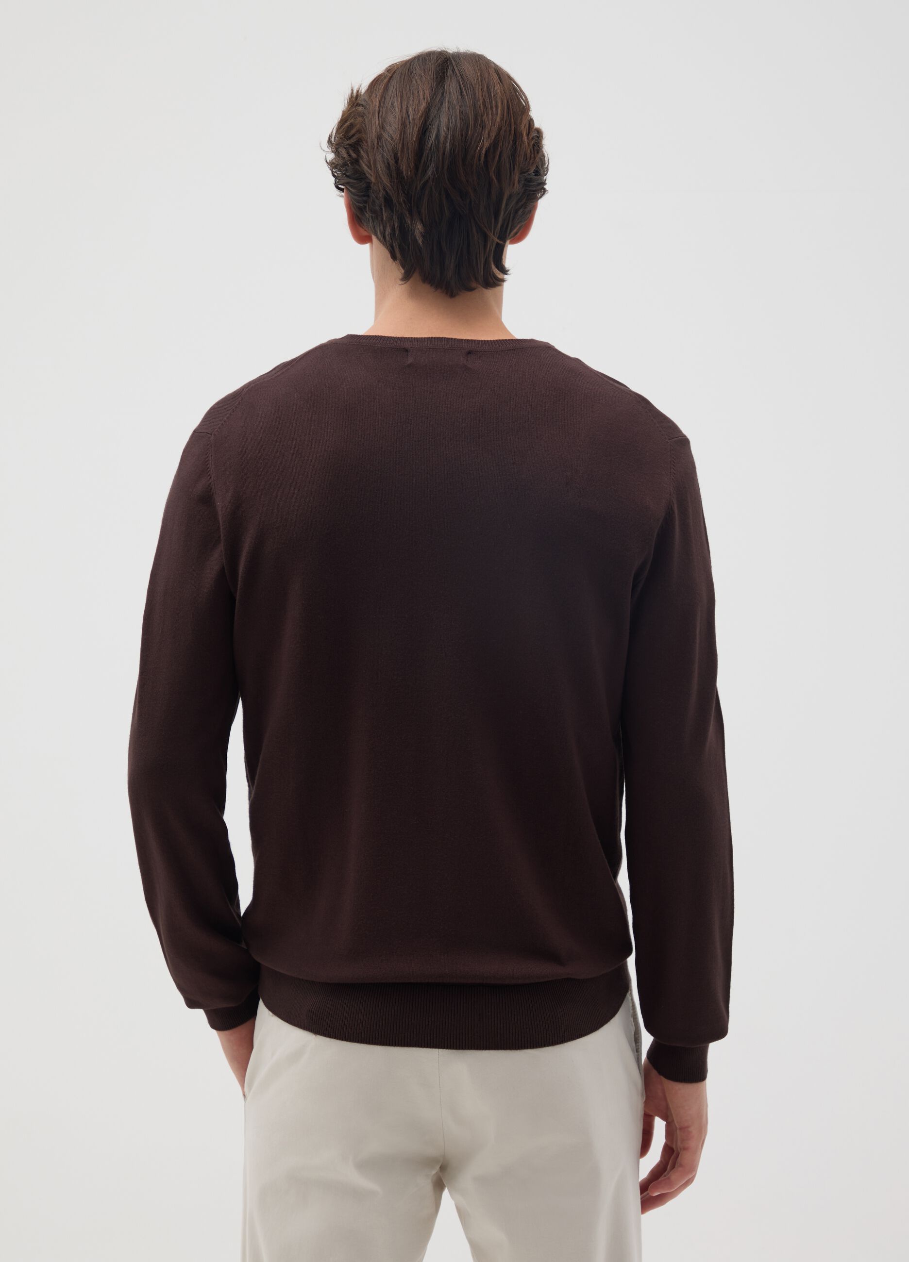 Brown viscose blend regular fit jumper