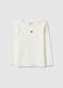 Girl's white long-sleeve t-shirt in regular fit cotton blend_0