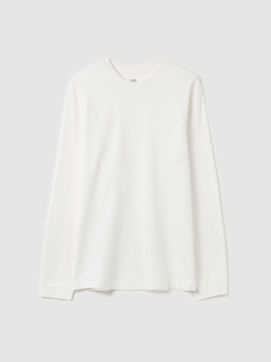 Cotton T-shirt with pocket and long sleeves_4