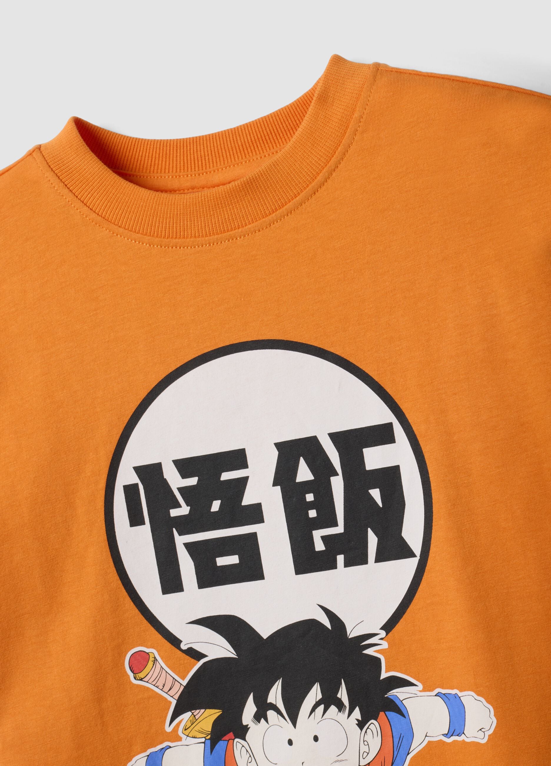 Orange pure cotton Dragon Ball Z print T-shirt for boys