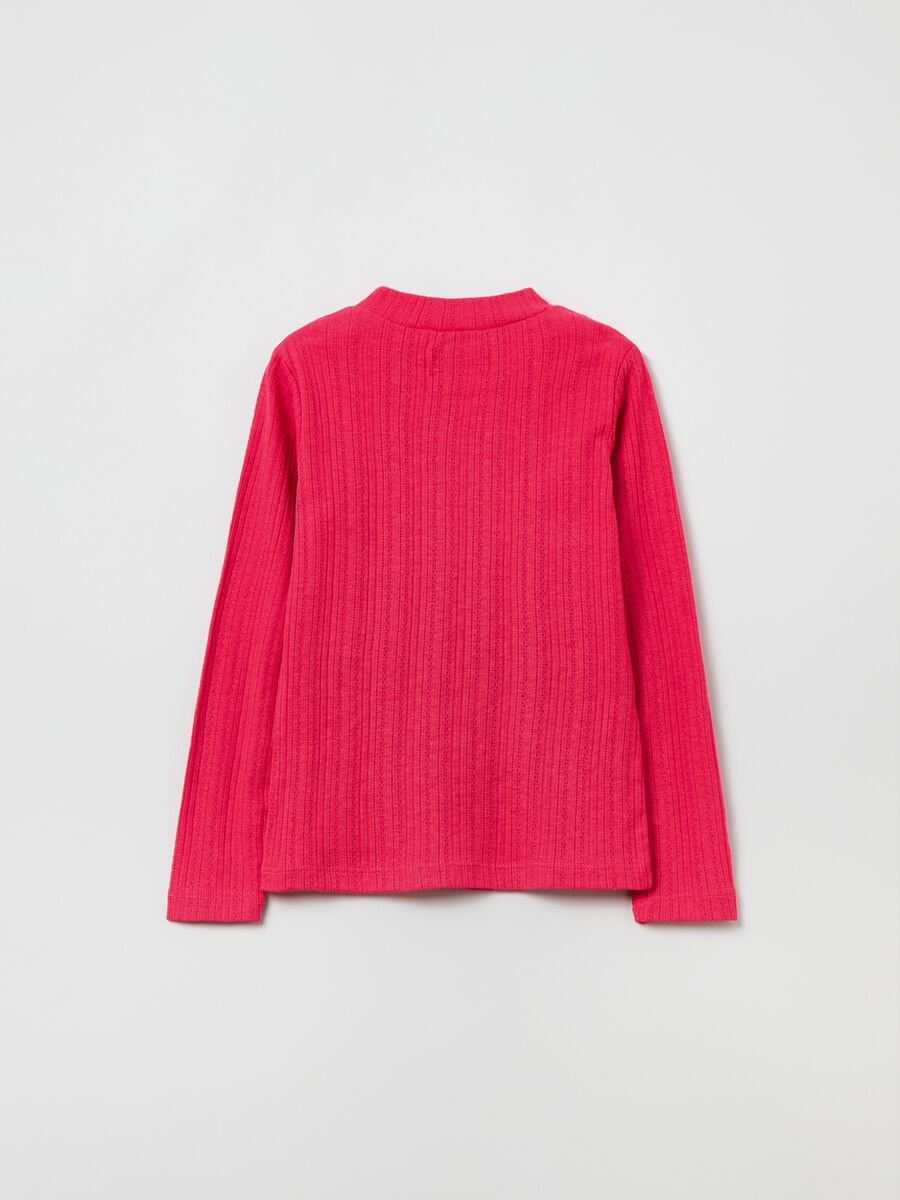 T-shirt in pointelle a collo alto_1