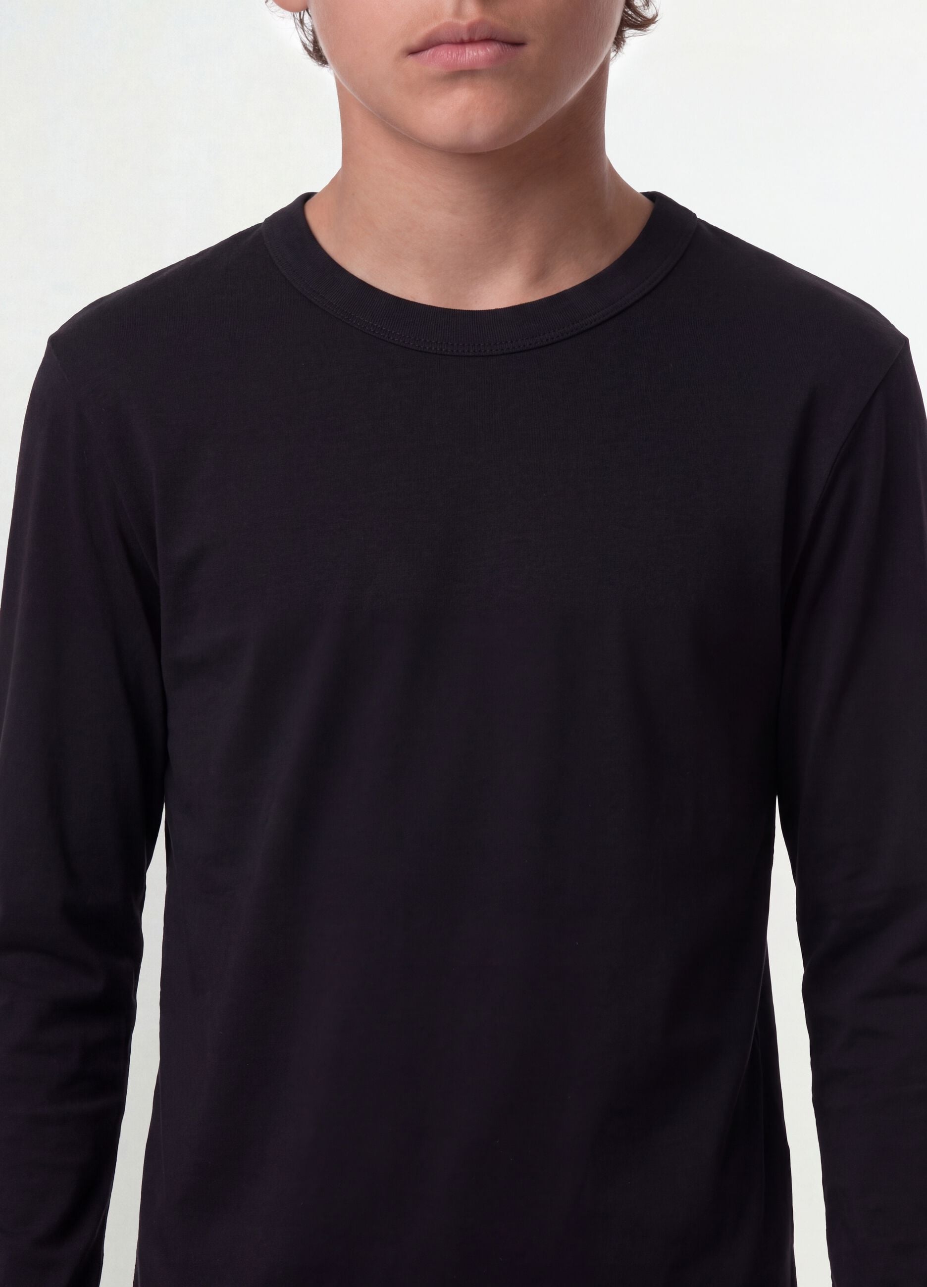 Black regular-fit stretch organic cotton T-shirt for boys