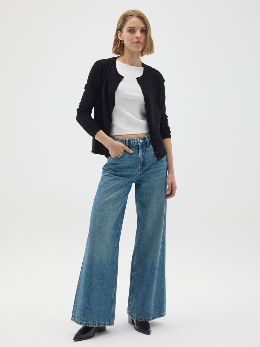 Wide Leg Denim Jeans_0