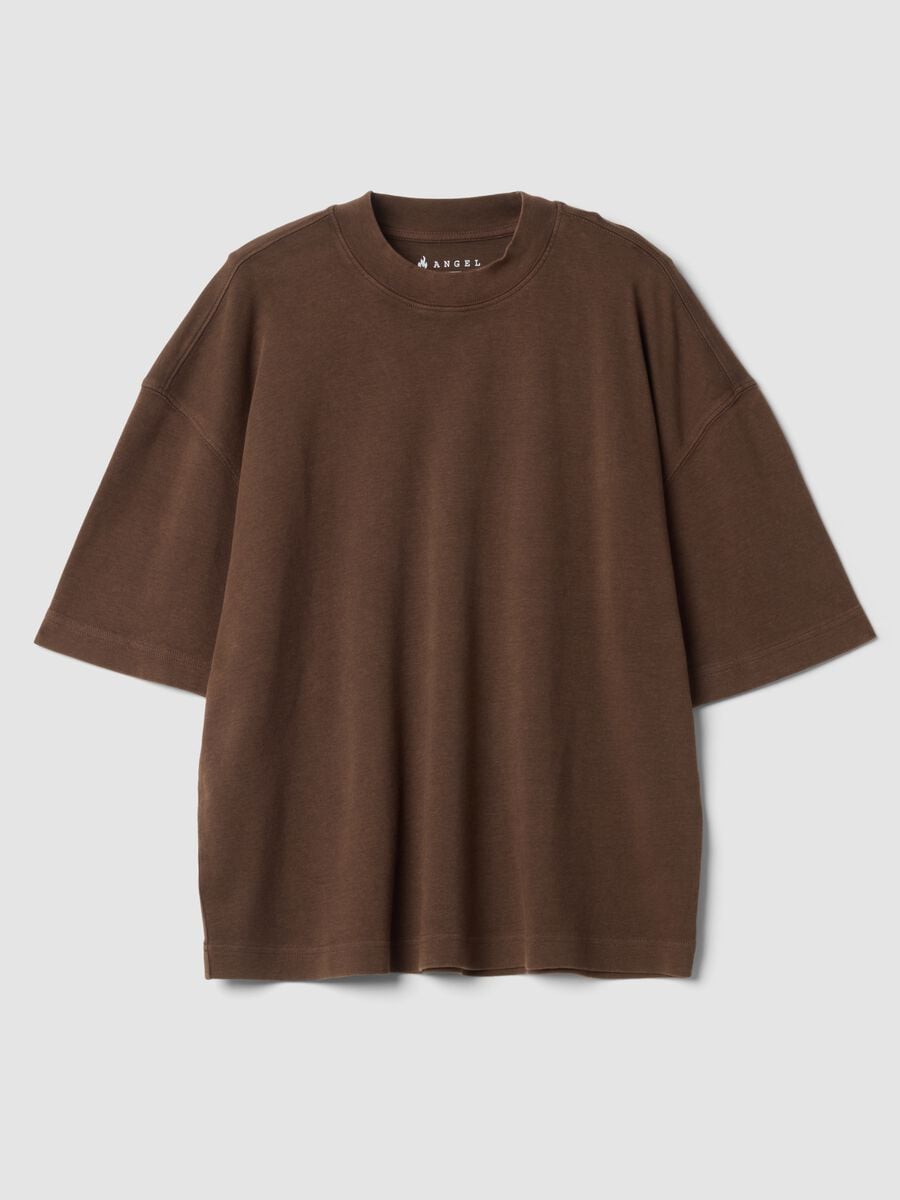 Brown crew-neck pure cotton T-shirt in a boxy fit_4