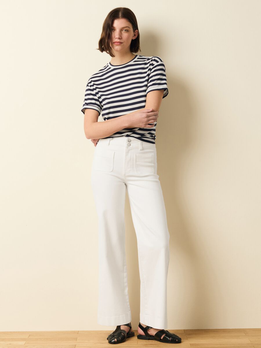 Striped cotton and modal T-shirt_1