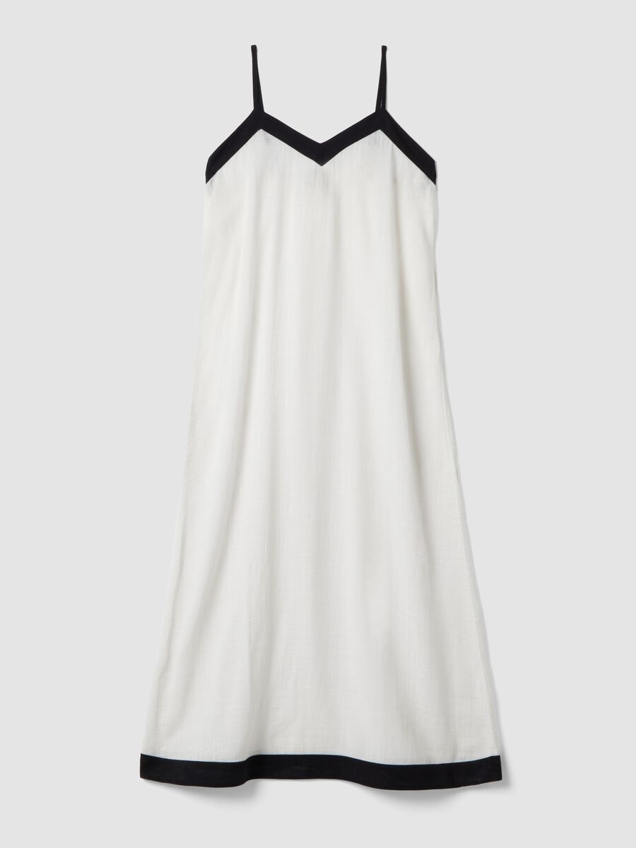 Long white cotton-viscose blend beach cover-up_0
