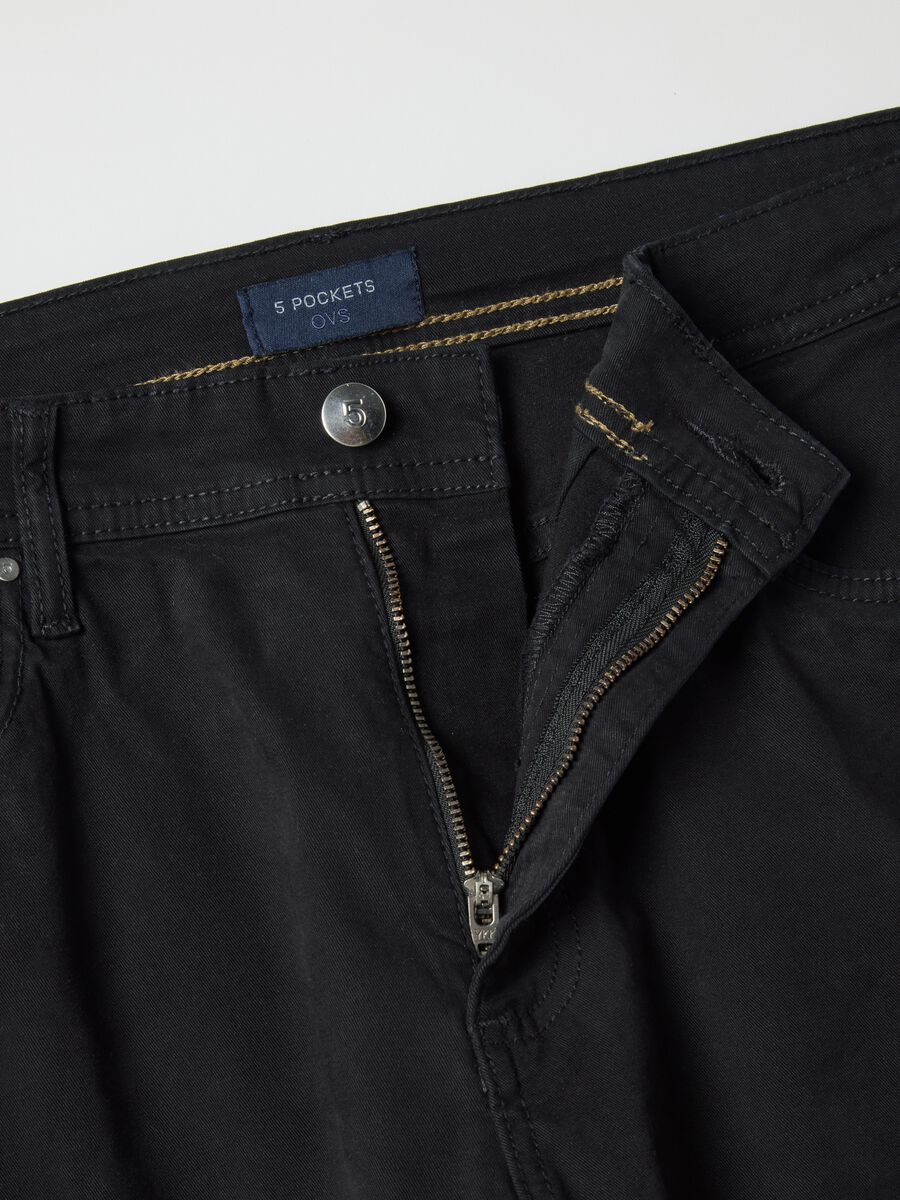 Black stretch cotton trousers regular fit_5
