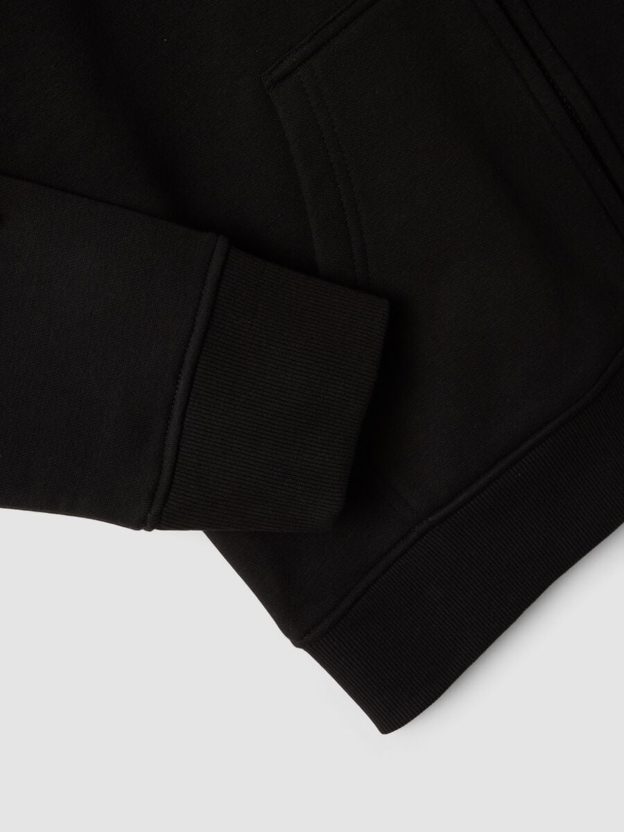 Felpa nera in misto cotone con cappuccio regular fit_5