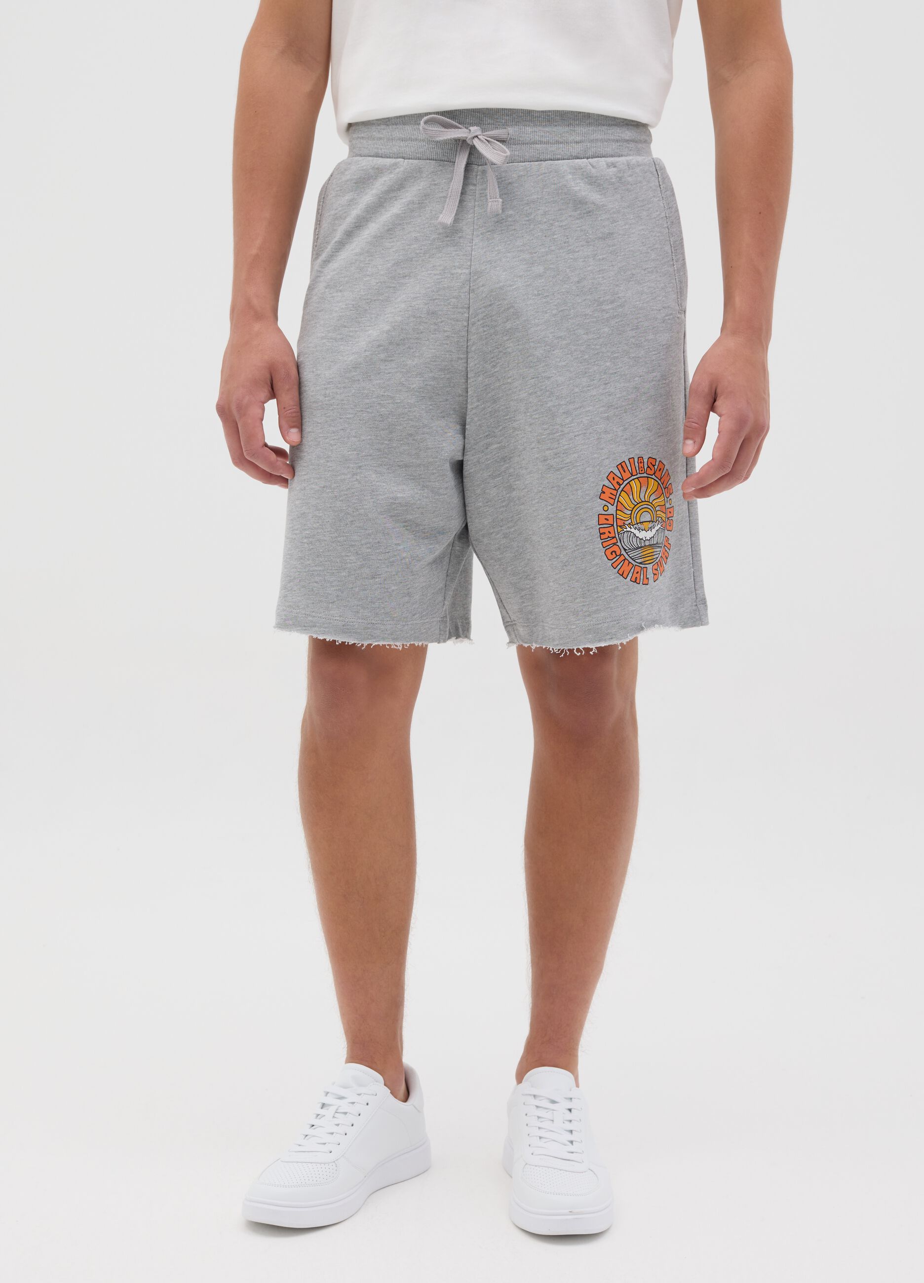 Bermuda da uomo in cotone e viscosa grigi relaxed fit
