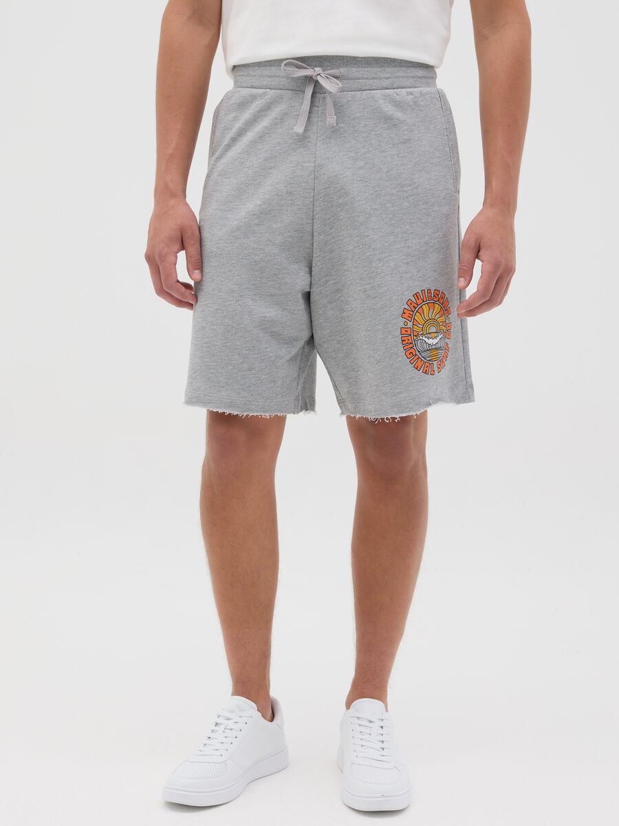 Grey Bermuda shorts in Maui cotton and viscose_1