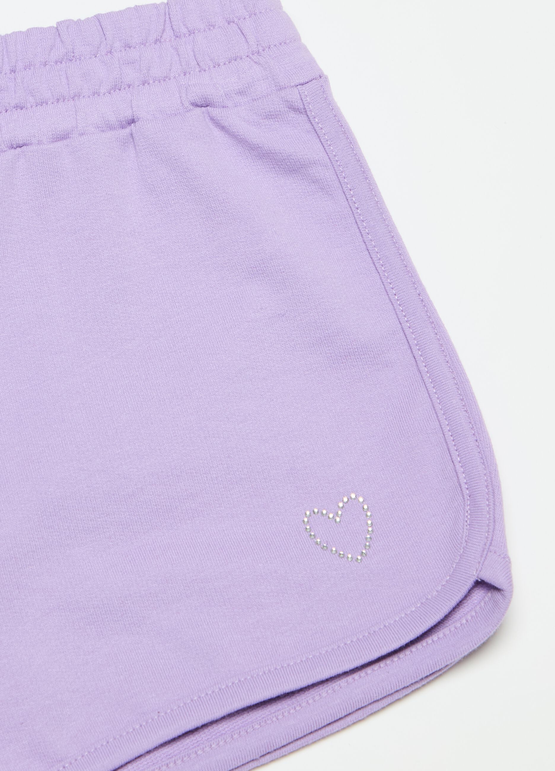 Fleece shorts with diamantés