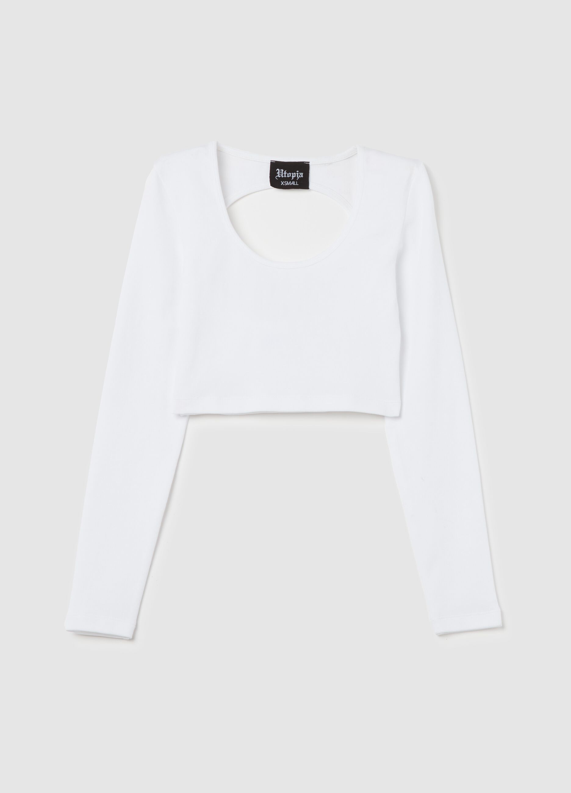 Cut Out Crop Long-sleeved White
