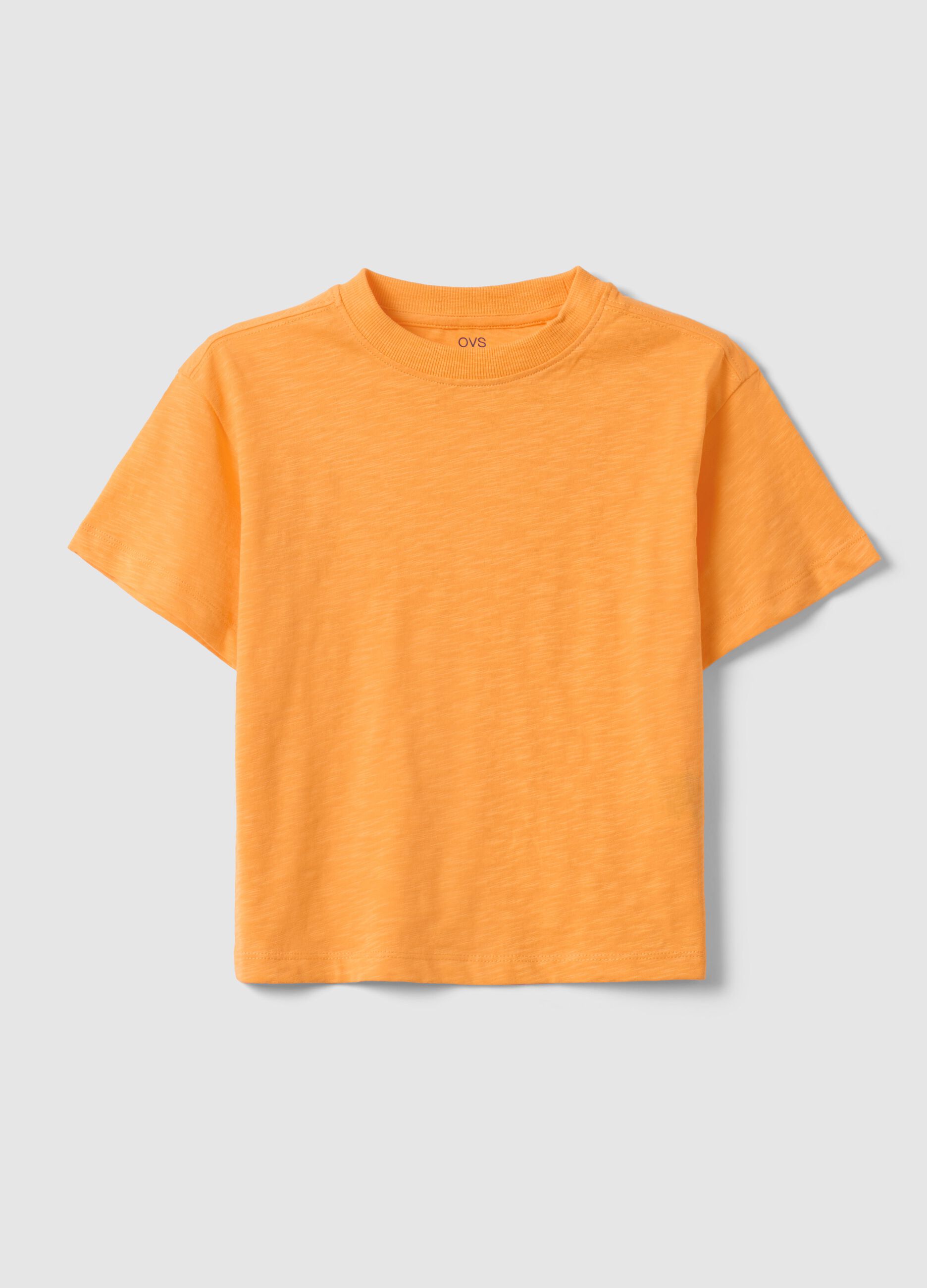Orange crew neck pure cotton oversized fit kids t-shirt