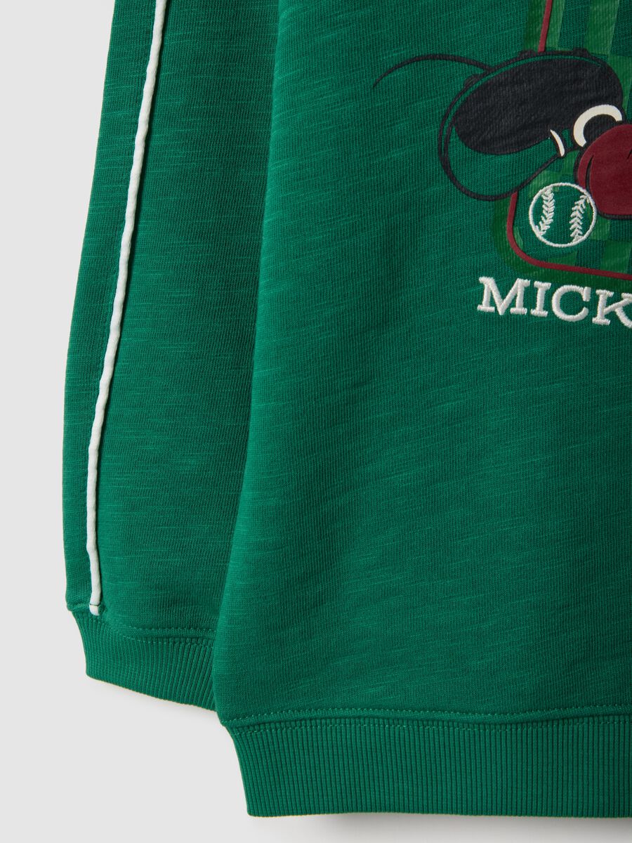 Regular fit green pure cotton kids' sweatshirt with Mickey Mouse print_3