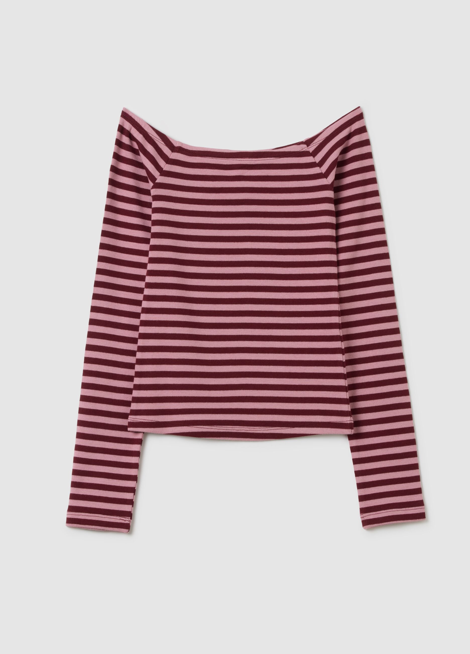 Striped regular fit stretch cotton sweater