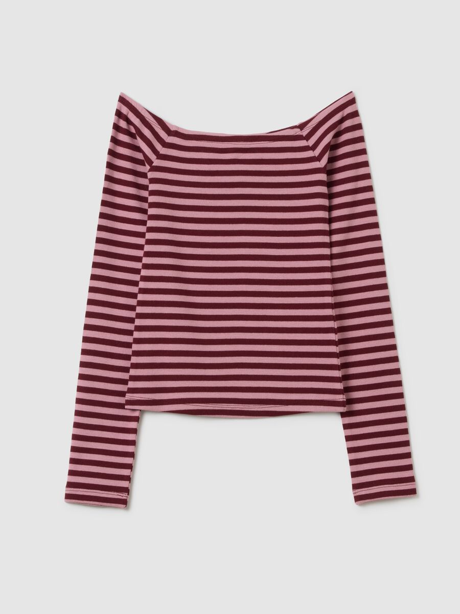 Striped regular fit stretch cotton sweater_0