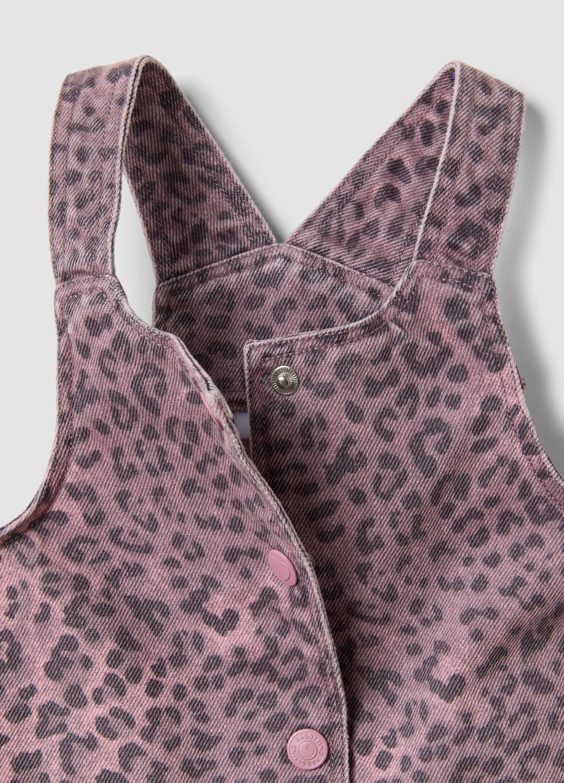 Pink wide-fit pure cotton animal print dress for baby girl