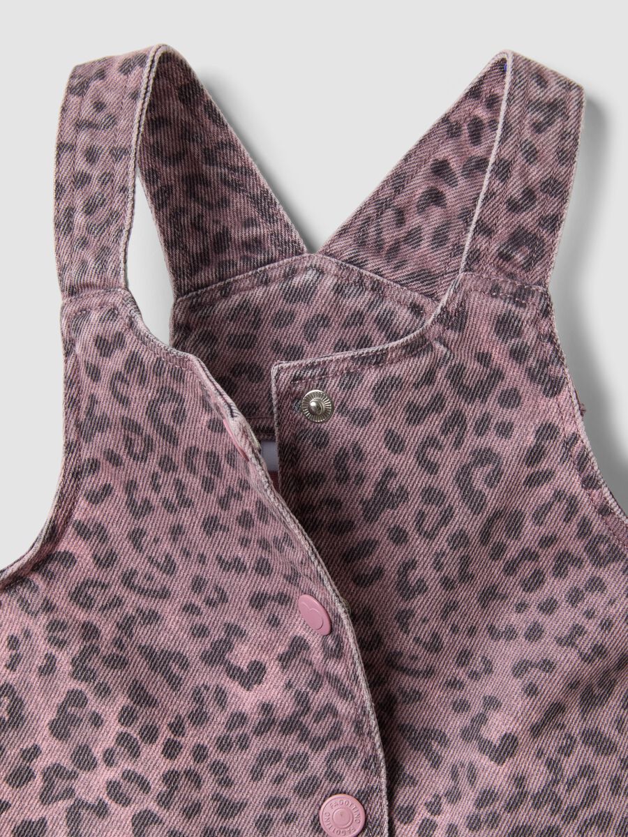 Abito wide rosa in puro cotone a fantasia animalier per bimba_2