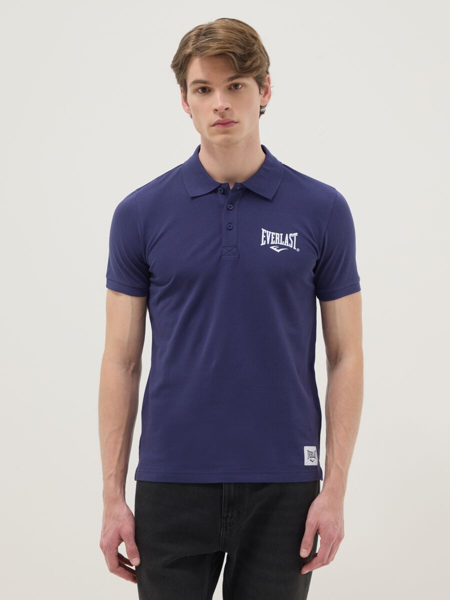 Short sleeve blue pure cotton polo_0
