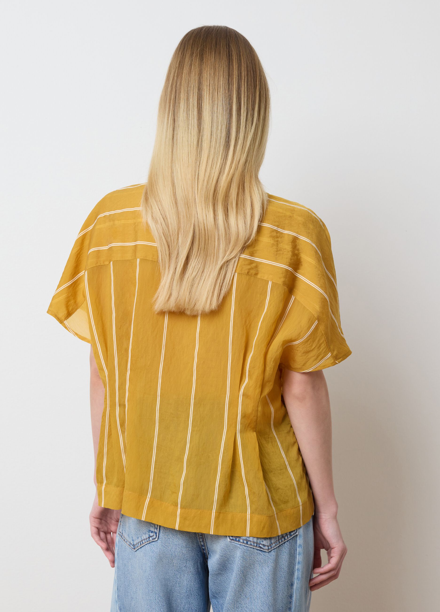 Striped blouse with kimono sleeves