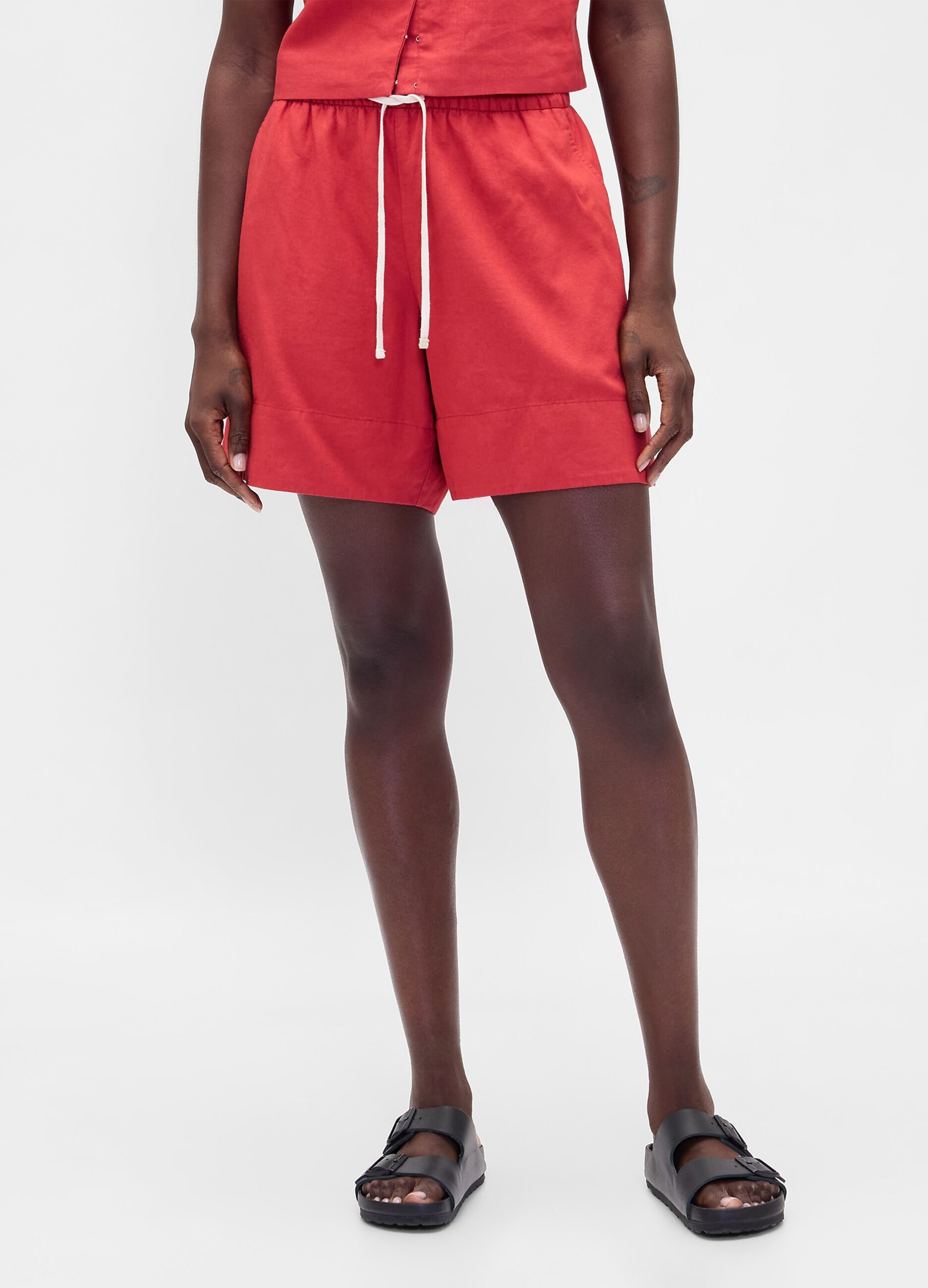 Shorts in misto lino e viscosa