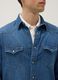 Blue denim regular fit pure cotton shirt with pockets_4
