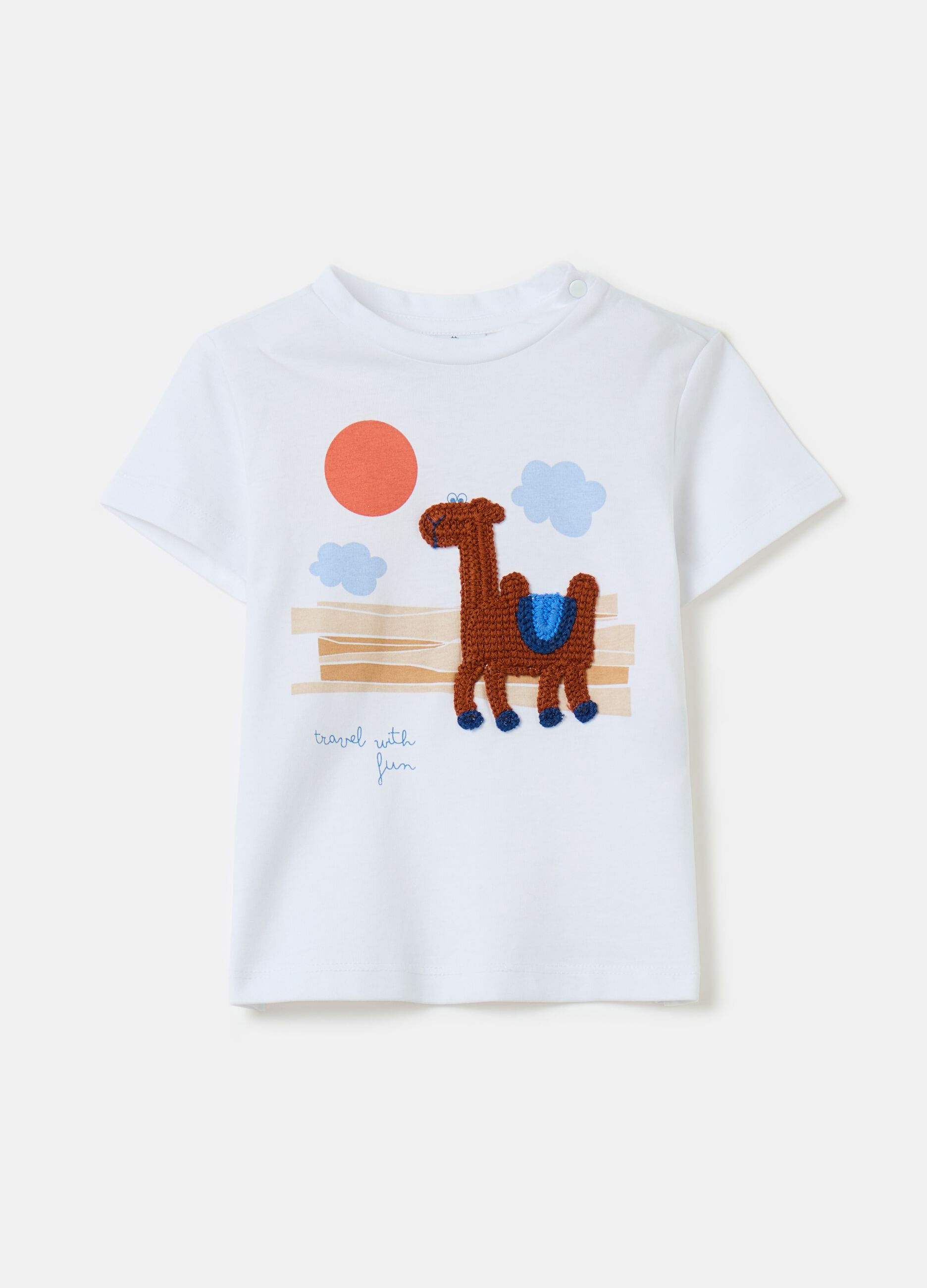 Cotton T-shirt with crochet camel