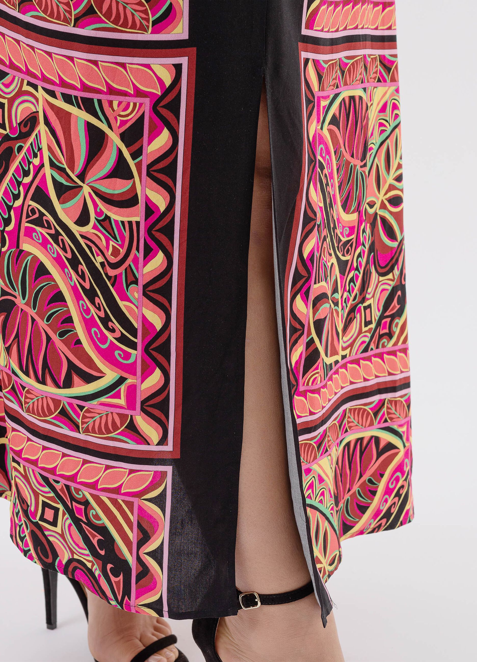 Abito lungo con stampa tropicale Curvy