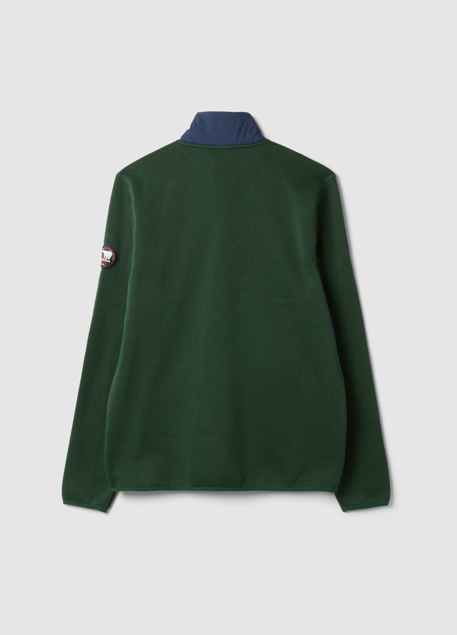 Heavyweight Green Jacket with Zip and Pockets