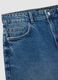 Dark blue denim pure cotton wide-leg shorts_5