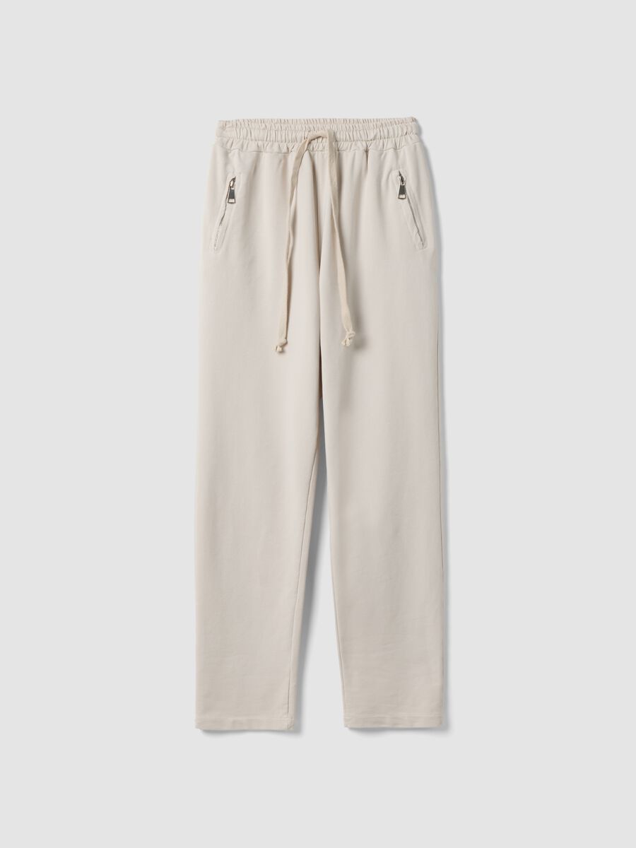 Beige stretch cotton trousers regular fit_4