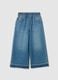 Girls' pure cotton wide-leg denim jeans_0