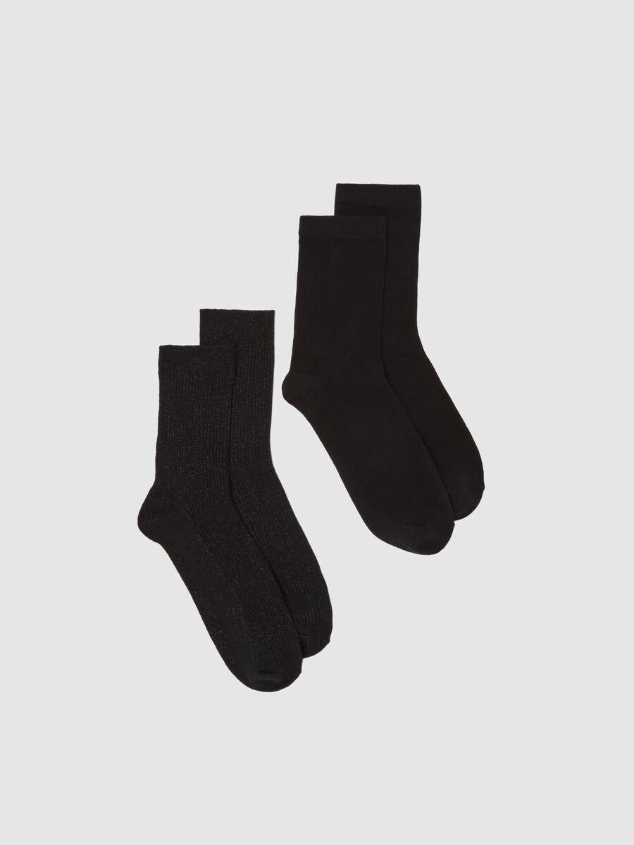 Two-pack black stretchy cotton mix socks_0
