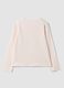 T-shirt rosa in cotone elasticizzato con stampa arcobaleno_1