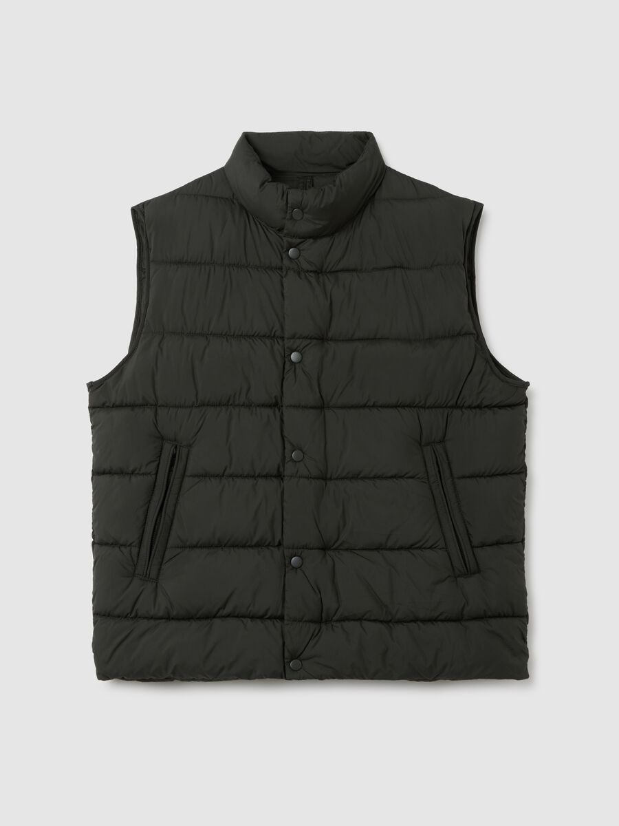 Green Quilted Gilet with Zip_4