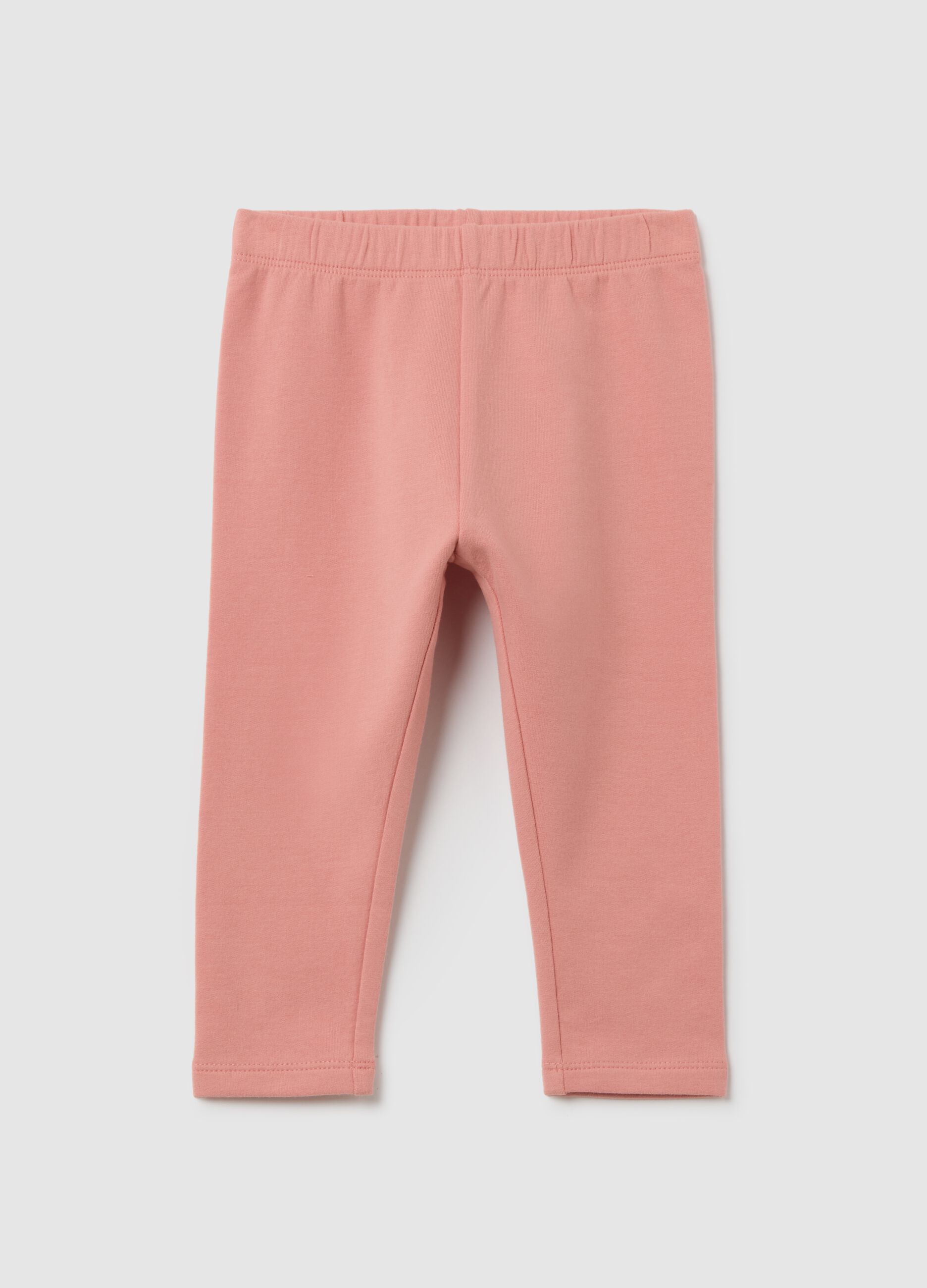 Girls' pink slim fit stretch cotton leggings