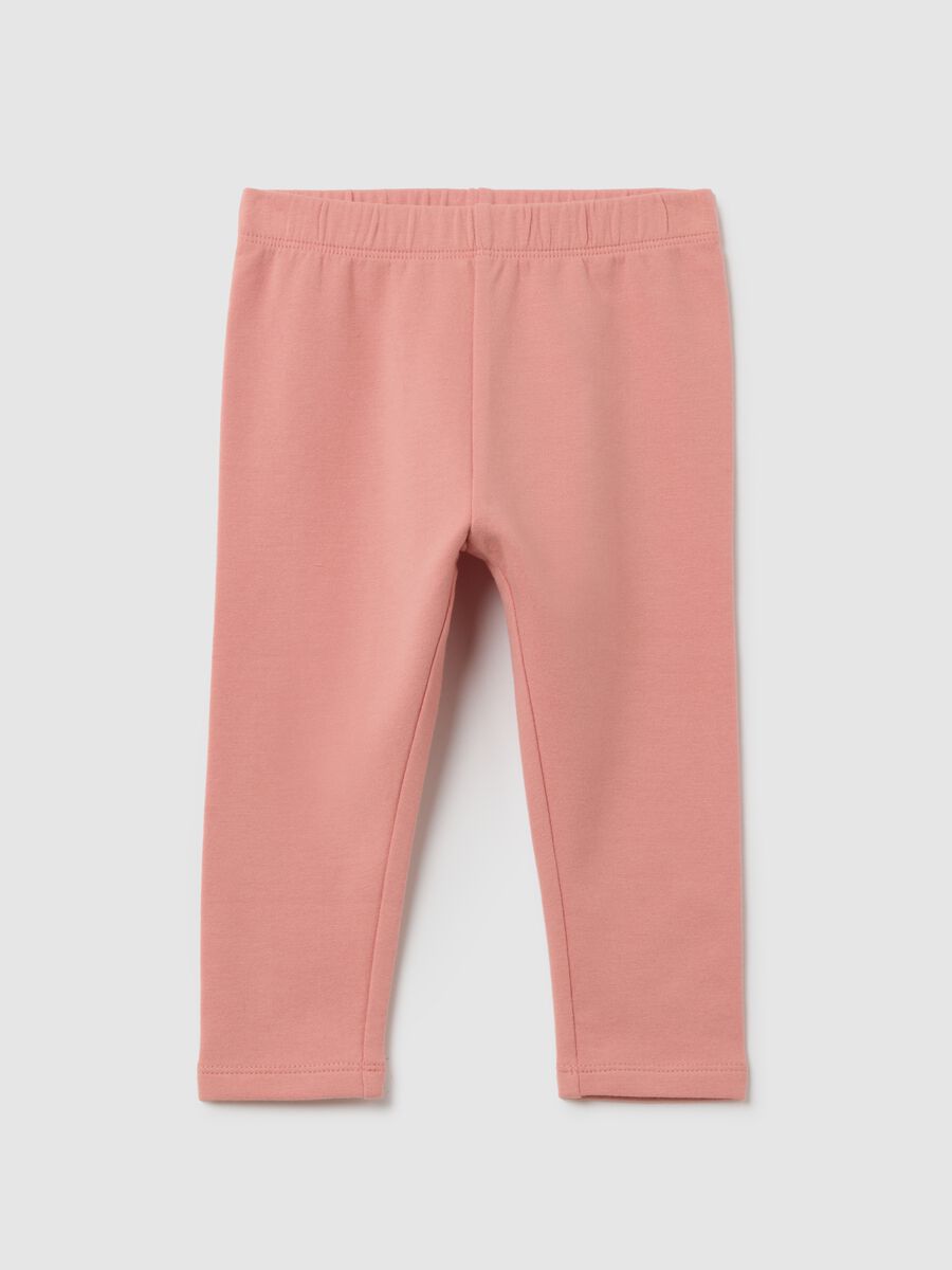 Girls' pink slim fit stretch cotton leggings_0