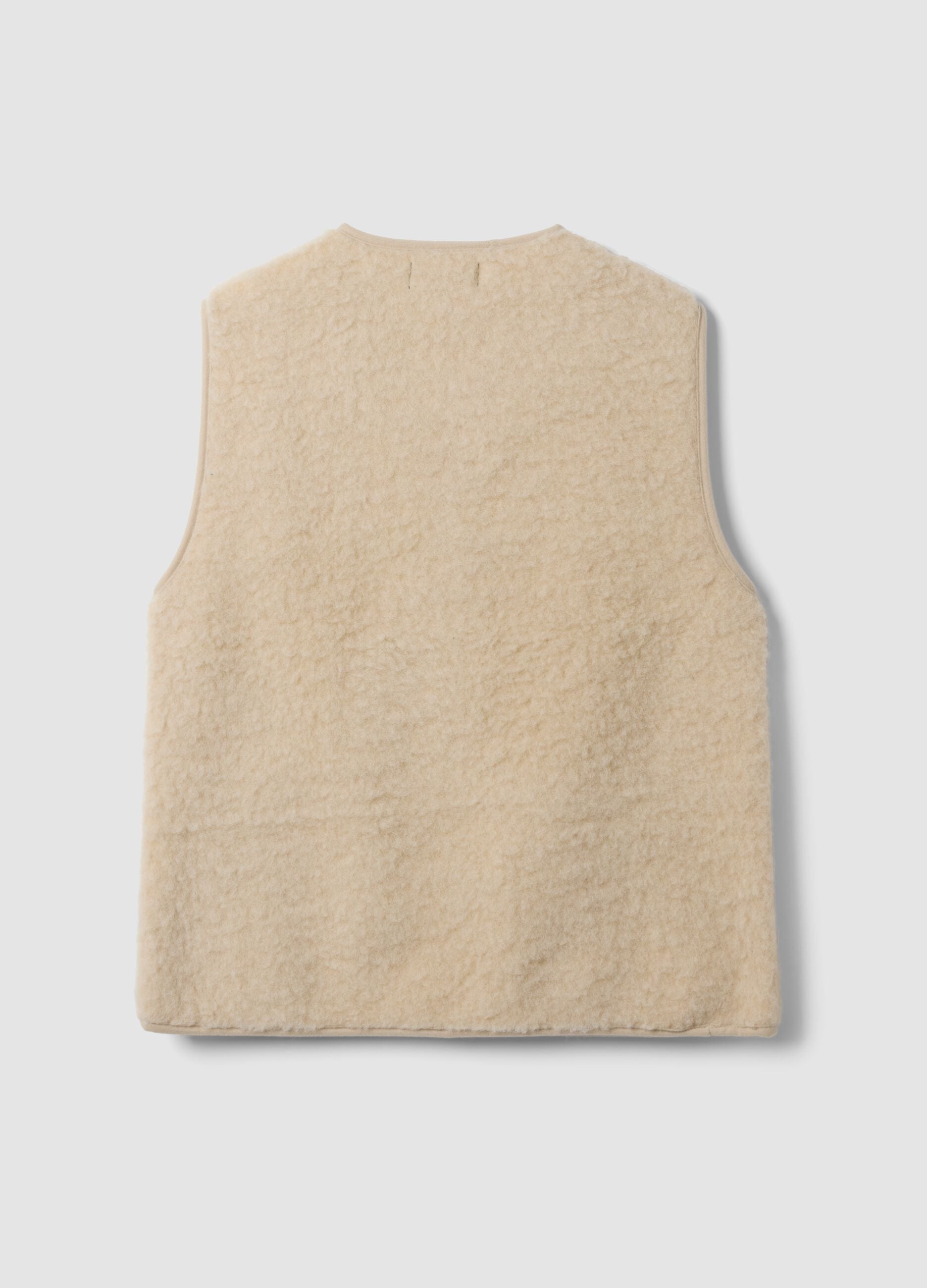 White oversized wool-blend sherpa gilet