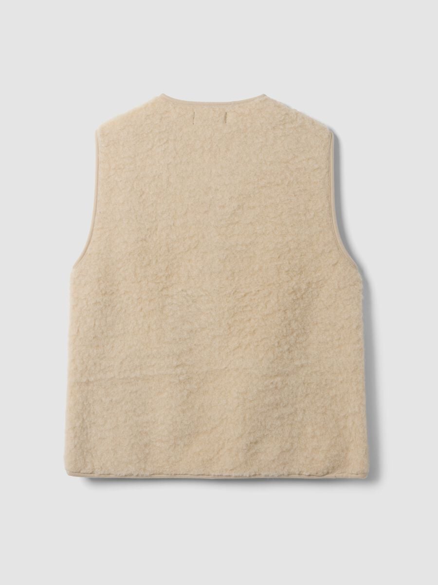 White oversized wool-blend sherpa gilet_1
