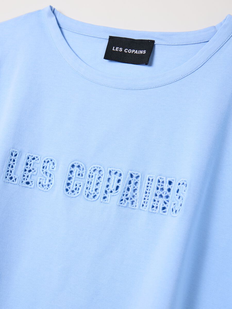 Light blue stretch cotton T-shirt with logo_5