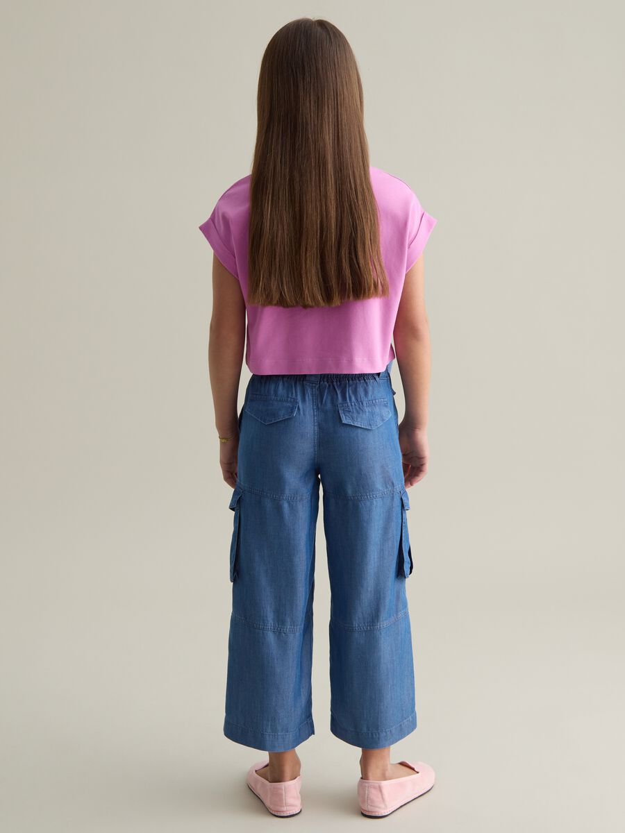 Girls’ cargo trousers in 100% blue Lyocell with regular fit_2