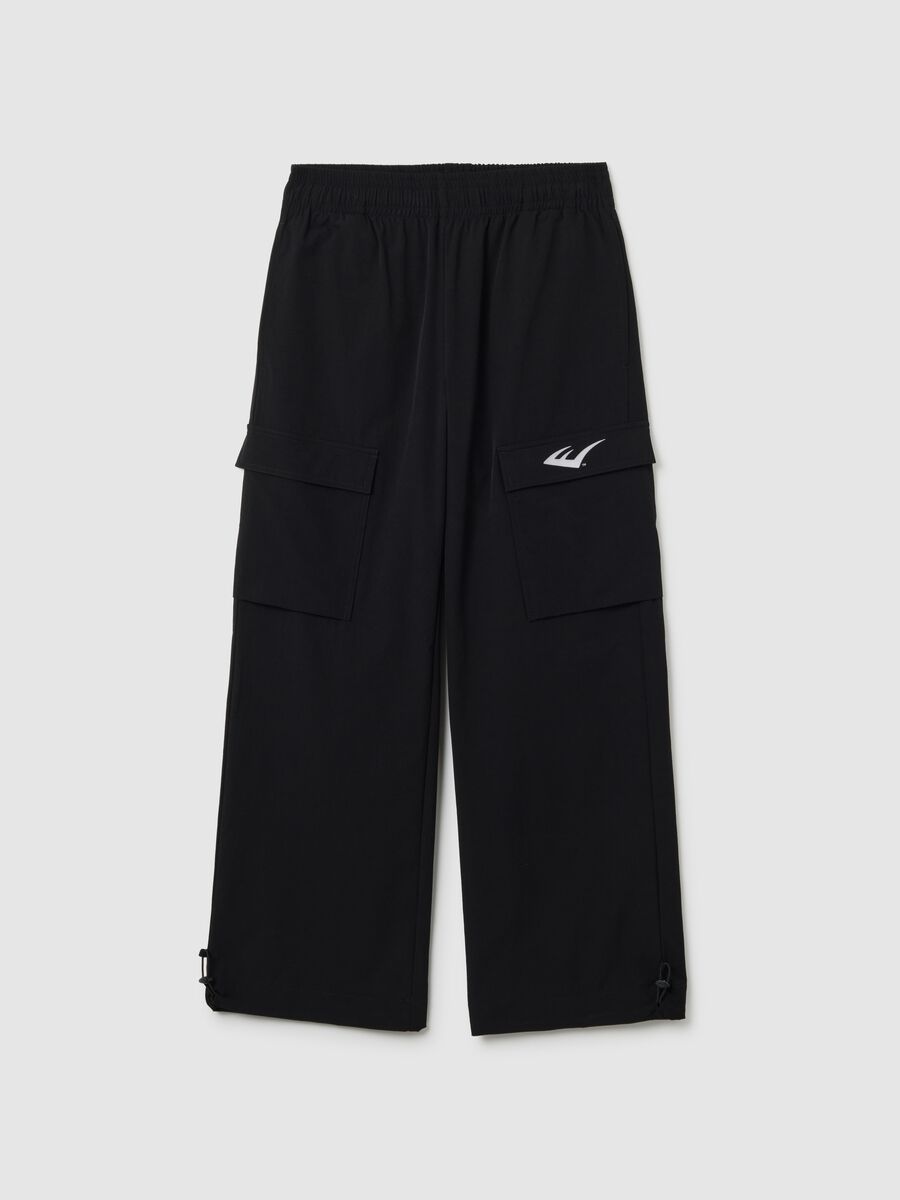 Pantaloni cargo in tessuto elasticizzato neri regular fit Everlast_0