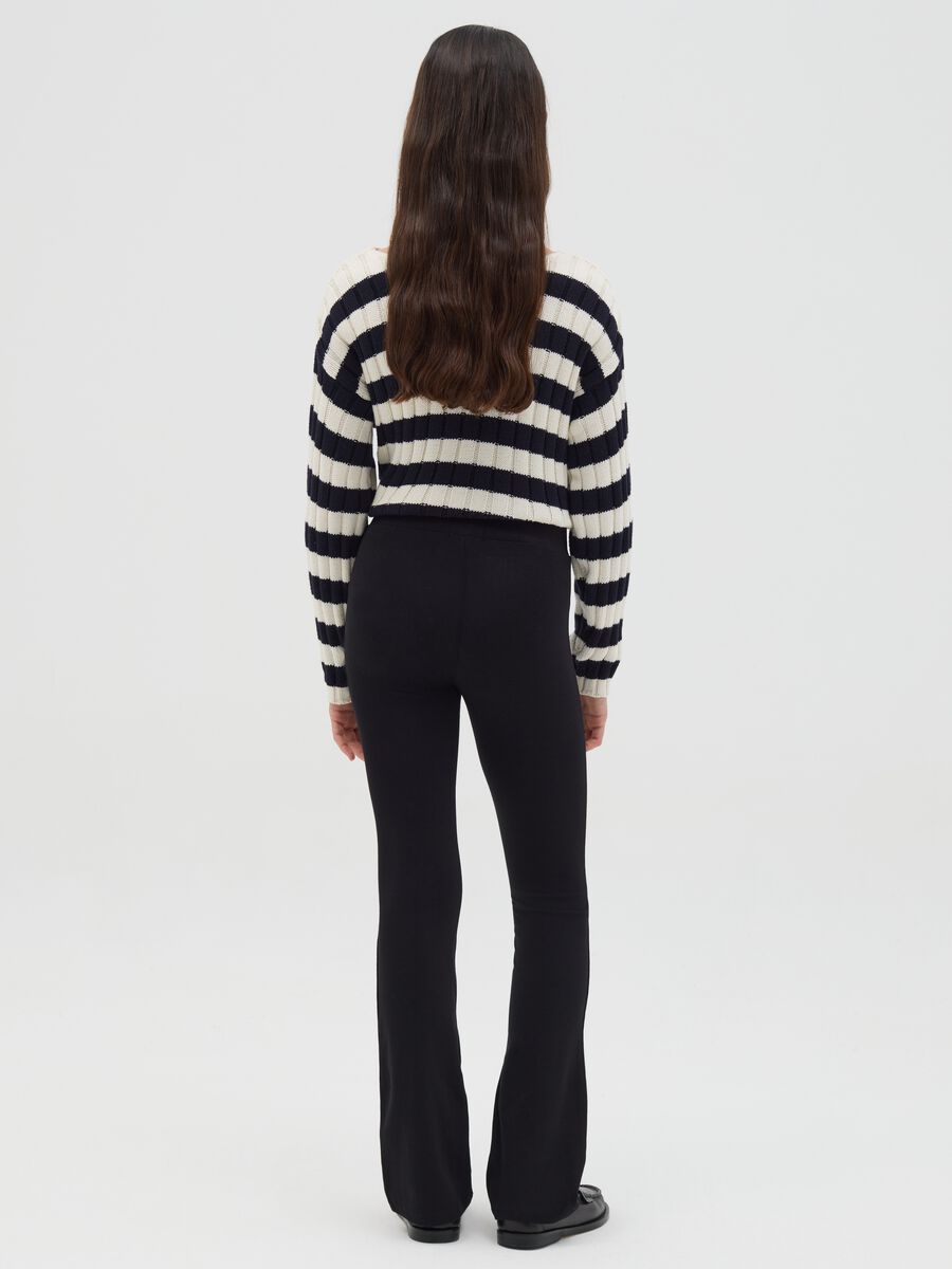 Flare-fit leggings in stretch cotton_3