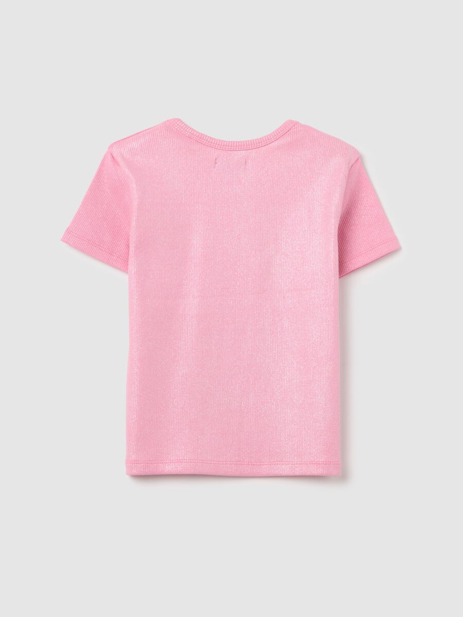 T-shirt da ragazza in cotone elasticizzato rosa fitted_4
