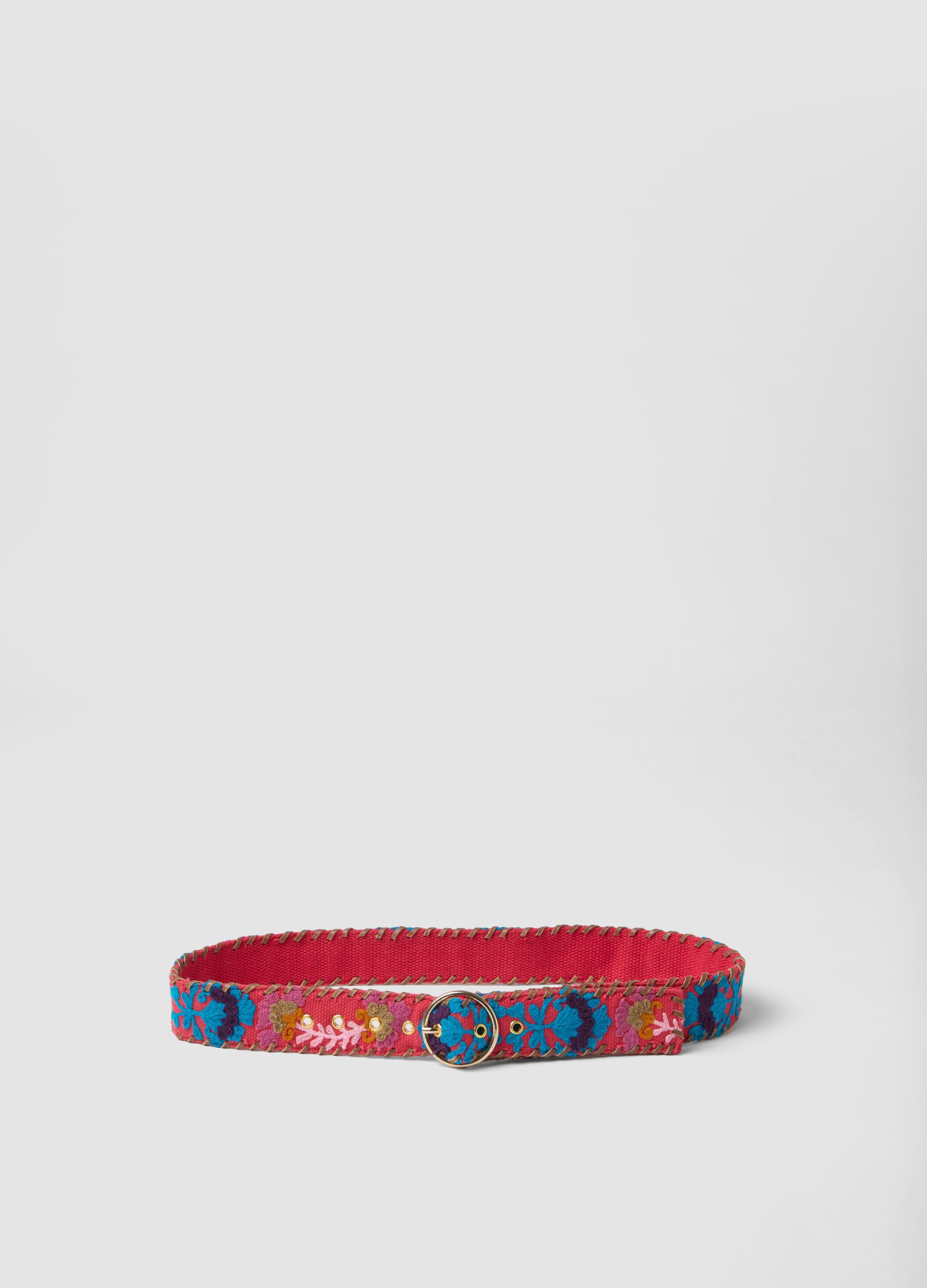 Multicolour pure cotton belt with embroidery
